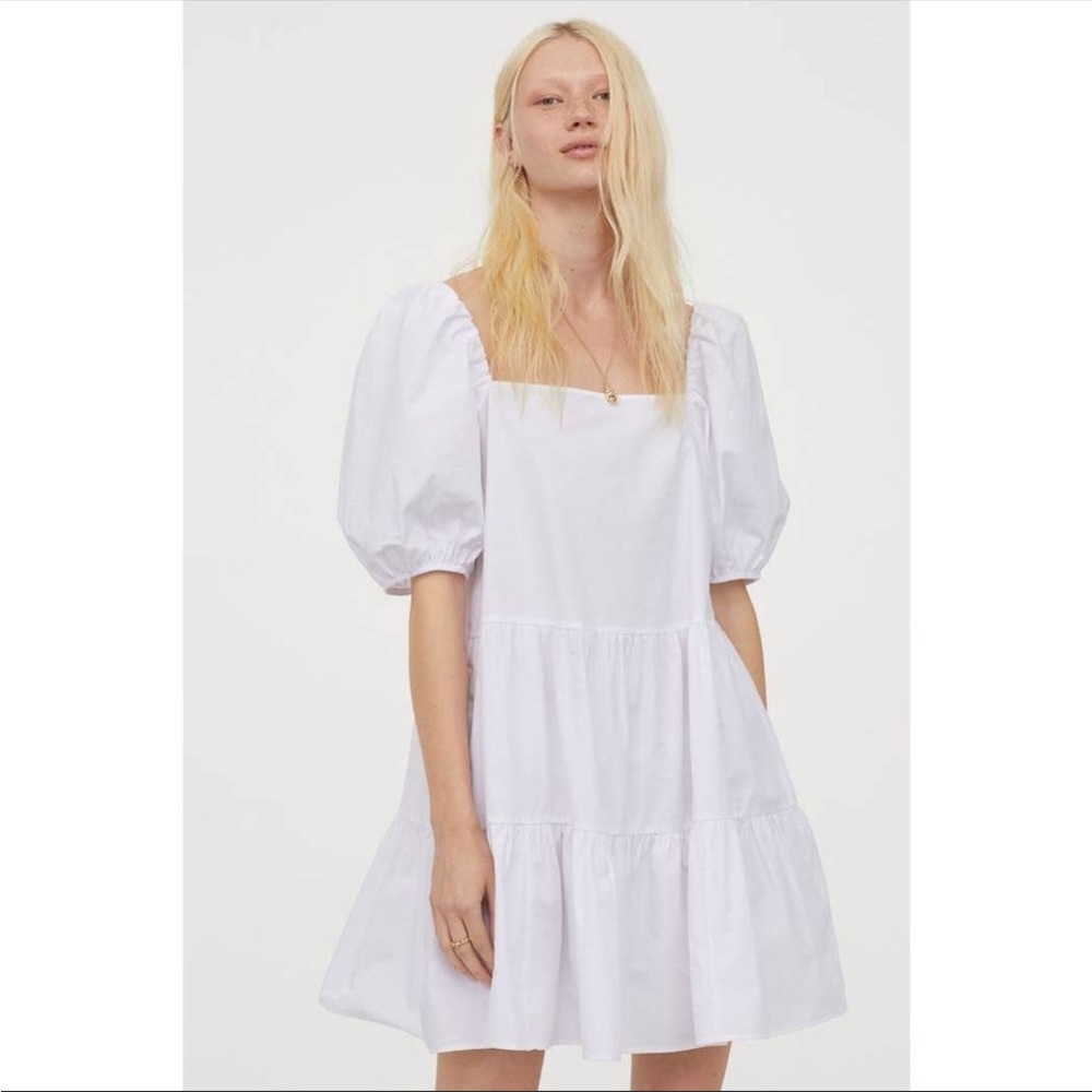 H&M Puffy Sleeve White Dress